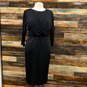 NWT slinky glittery black dress London Times 8 New glitter stretch knee length